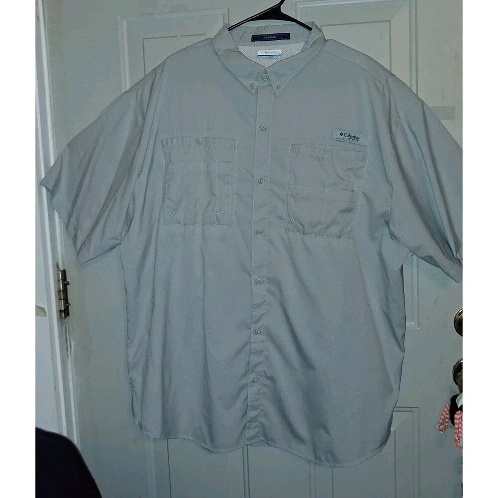 Columbia PFG Tamiami II Fishing Shirt Mens XXL Gray Vented Short Sleeve FM7266